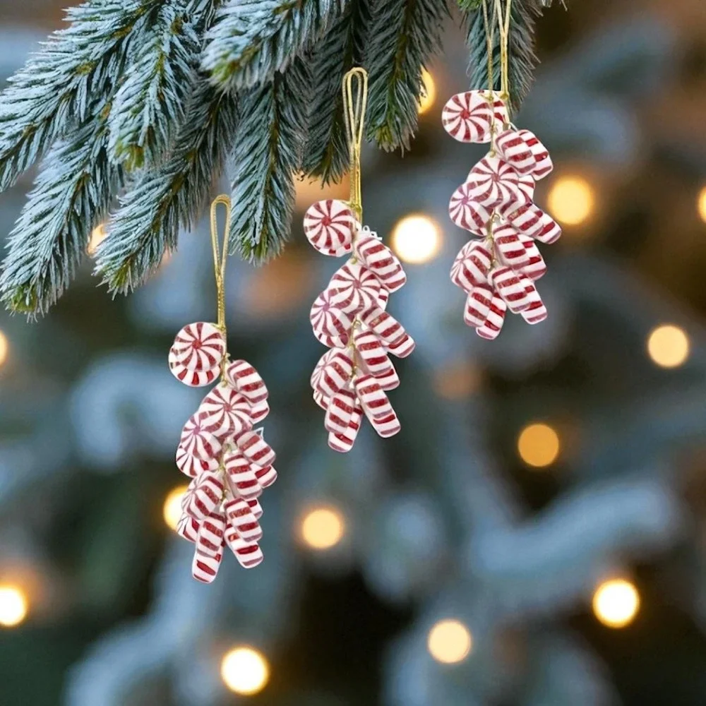 3 Peppermint Disk Ornaments Clusters Christmas Tree‎ Peppermint Tree NEW